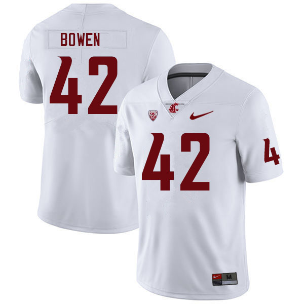 Men #42 Jake Bowen Washington State Cougars College Football Jerseys Sale-White